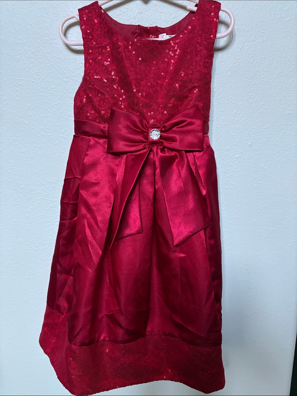 Youngland Red Sequin Bow Party Dress for Girls